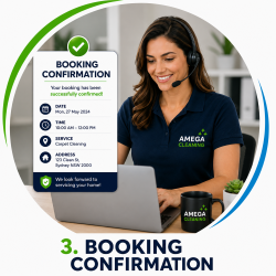 Booking a carpet cleaning appointment with amega Cleaning